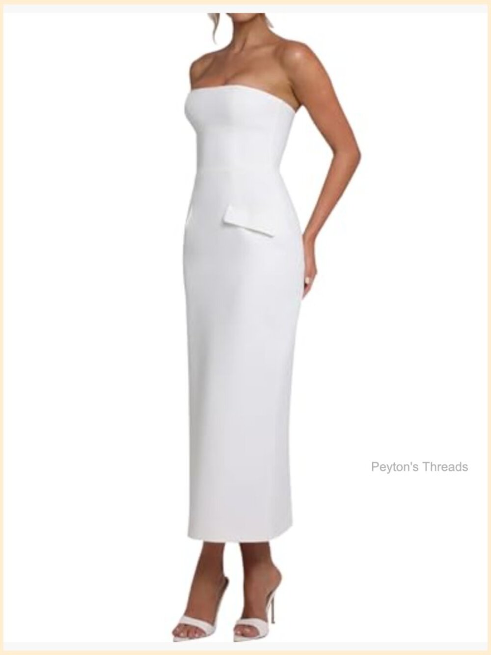 Strapless Sleeveless Tube Bodycon Midi Dress with Back Slit - Picture 3 of 6